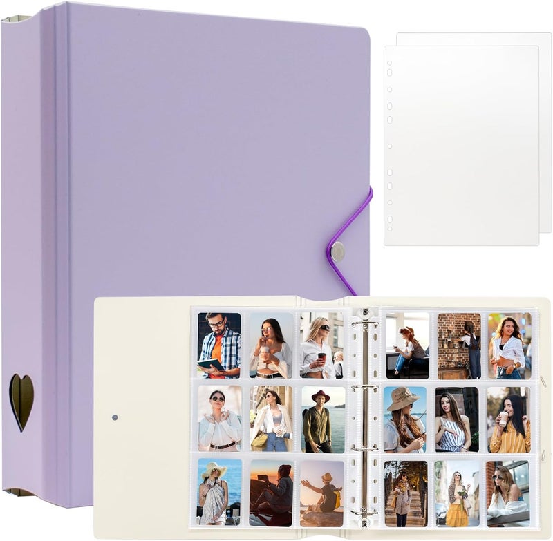 Tugle A4 Kpop Photocard Binder with 25 Pages 9 Pocket, 2x3 inch Kpop Photocard Holder Book, Photo Album for Fujifilm Instax Mini Camera Polaroid Printer Photo Film (Purple) - Image 1